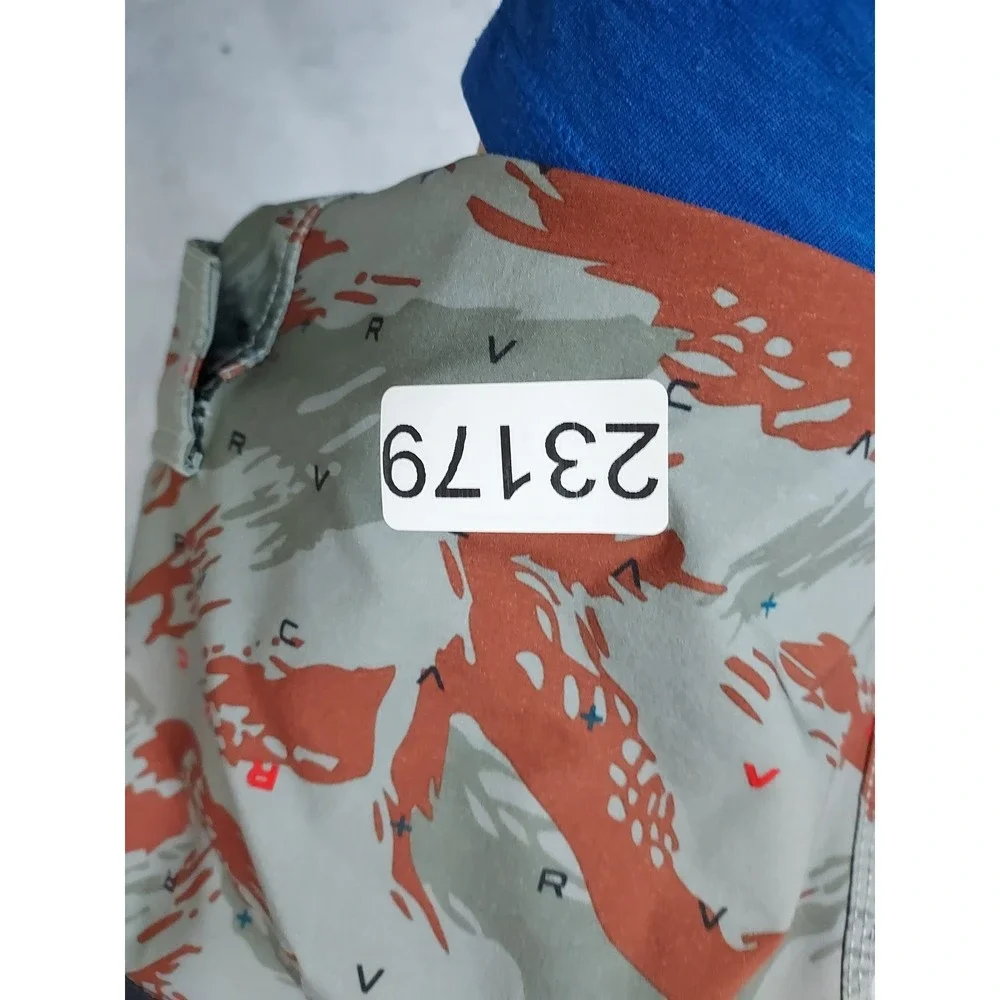 RVCA Board Shorts Mens 30 Performance Stretch Camo Green Orange Surfing EUC